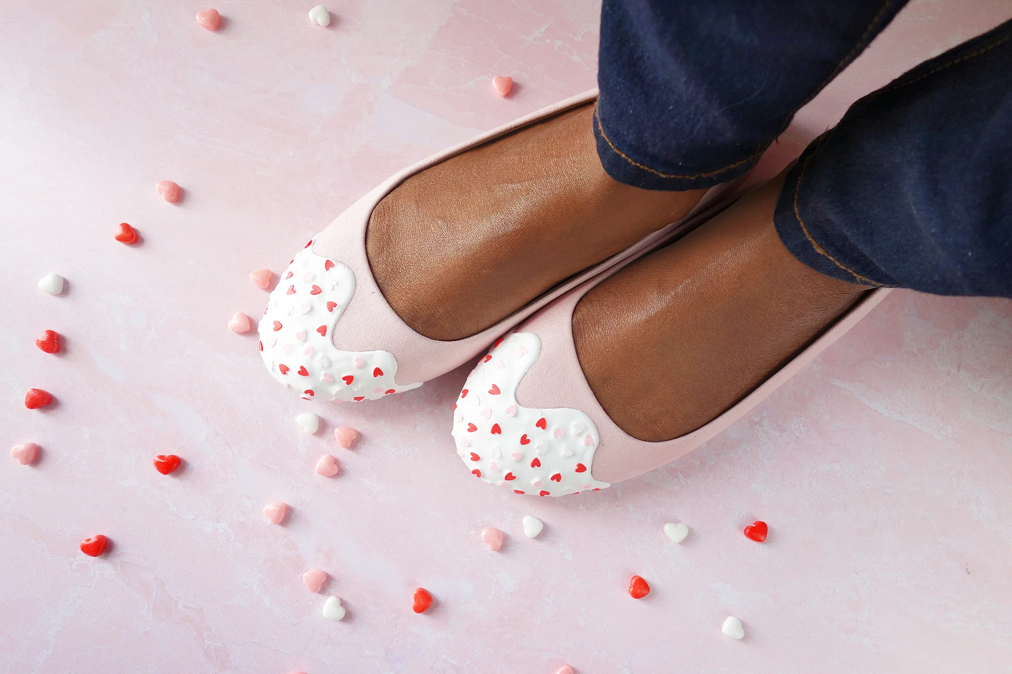Heart Sprinkle Flats- Light Pink - Image 3