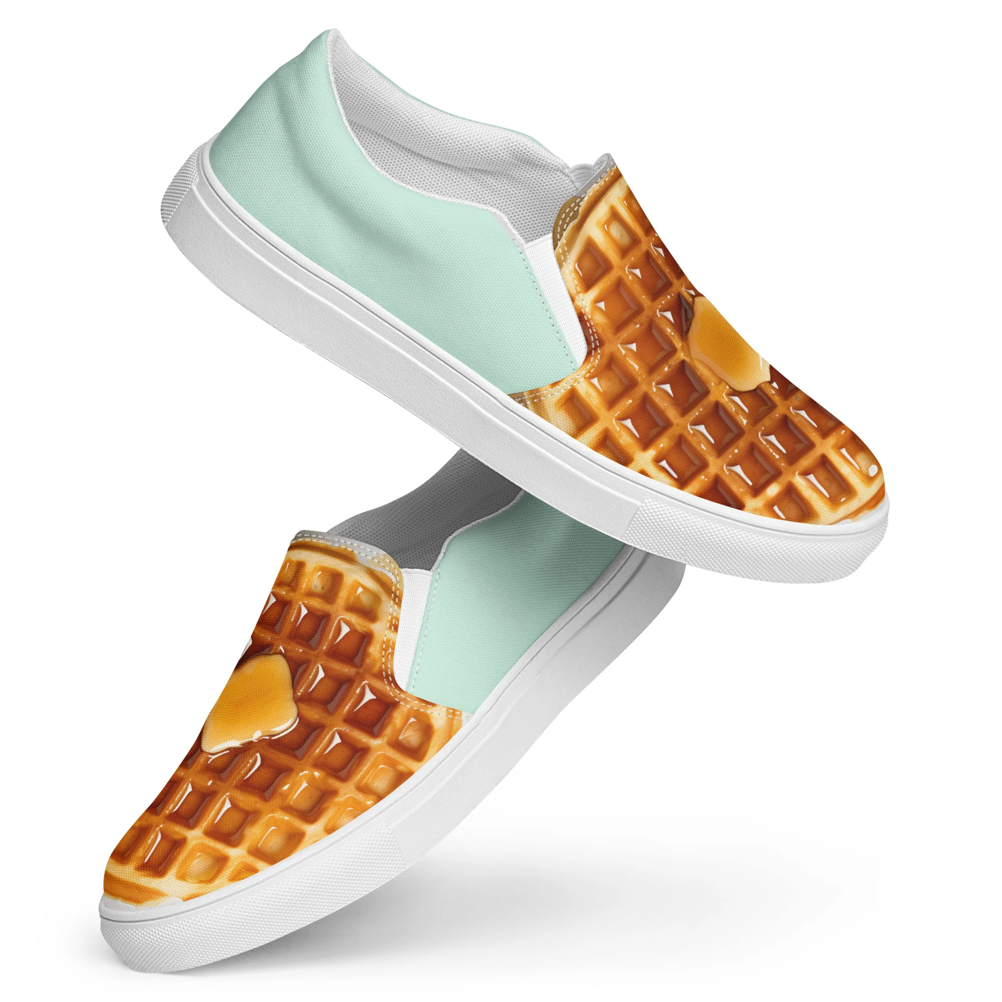 Waffle Women’s slip-on canvas shoes-Mint - Image 3