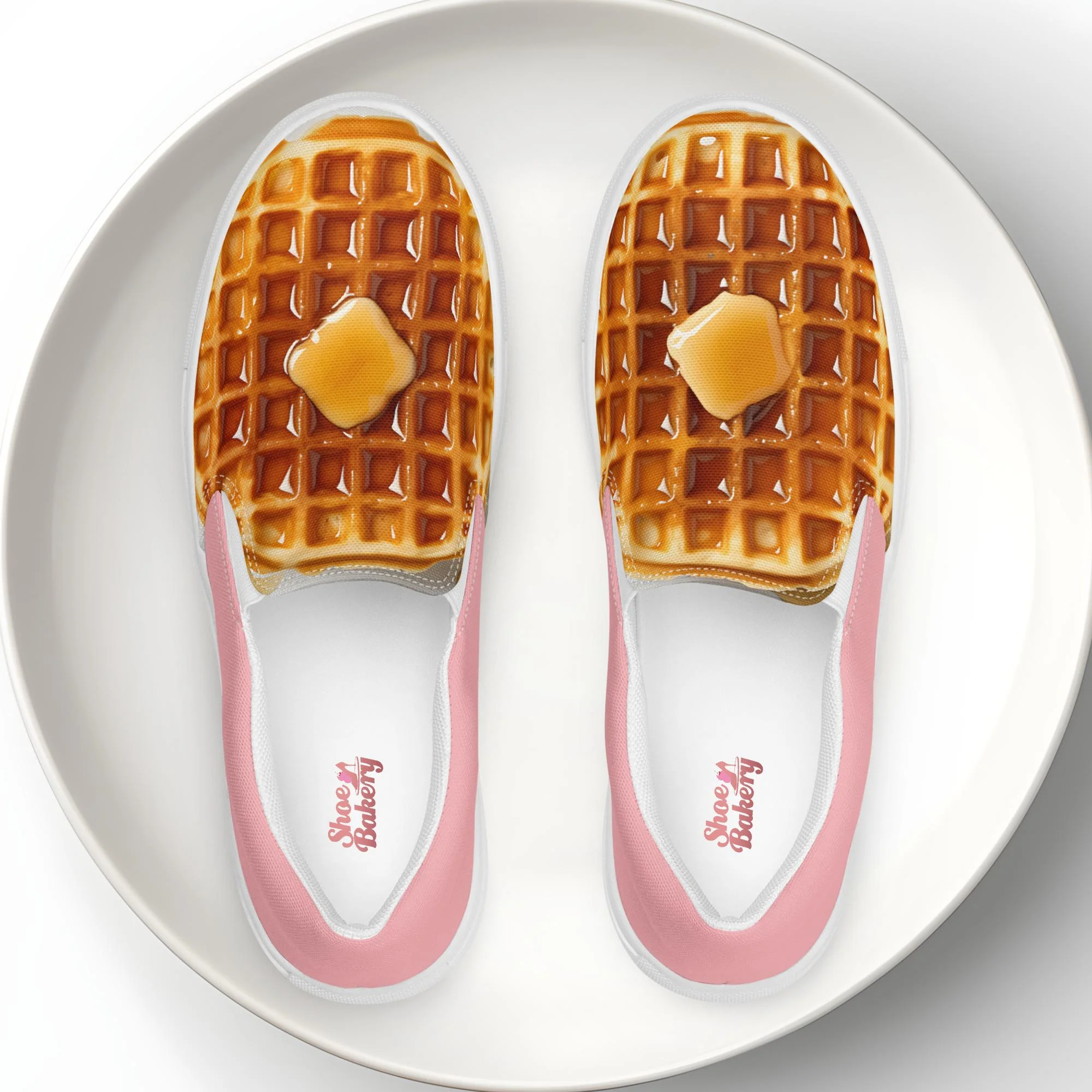 Waffle Women’s slip-on canvas shoes-Pink - Image 3