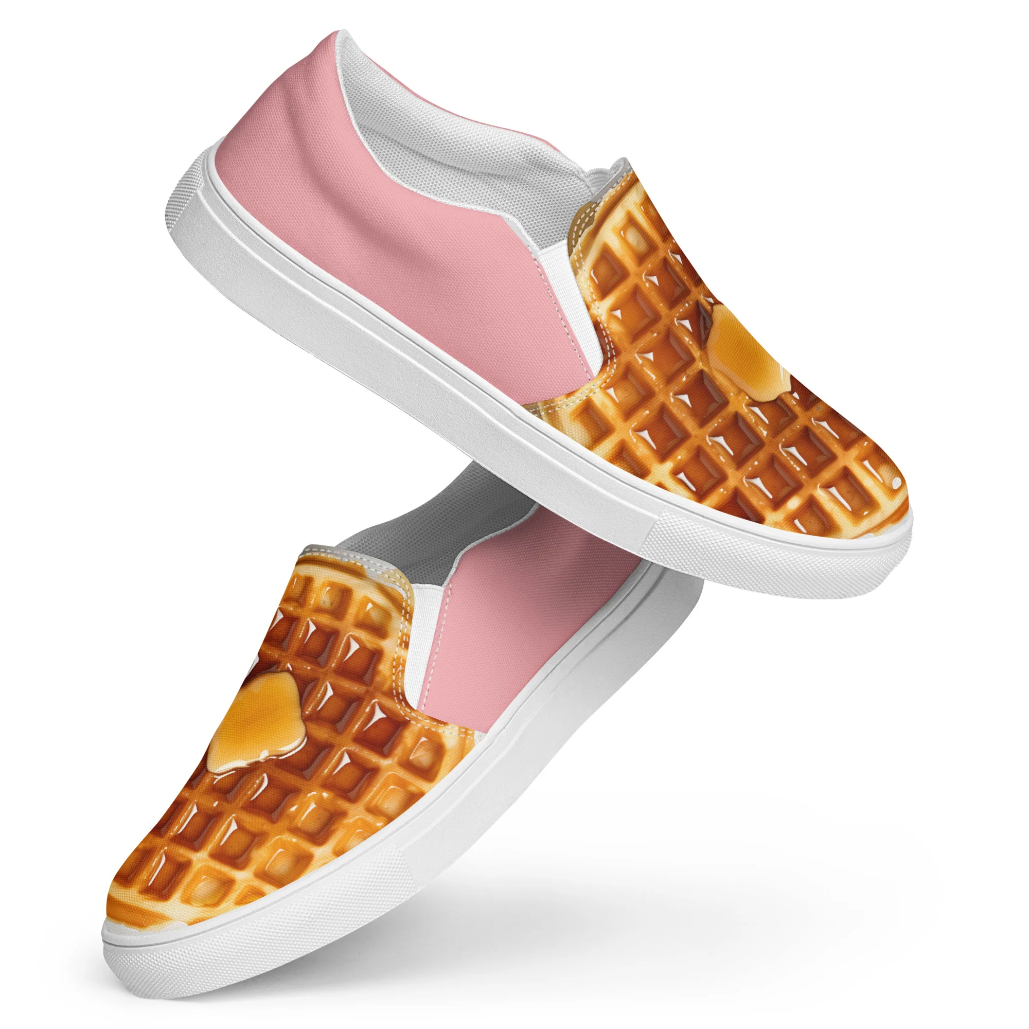 Waffle Women’s slip-on canvas shoes-Pink - Image 4