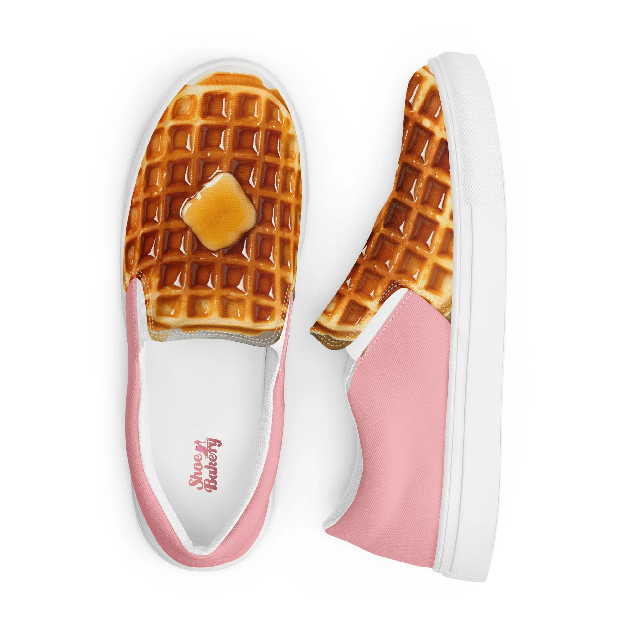 Waffle Women’s slip-on canvas shoes-Pink - Image 5