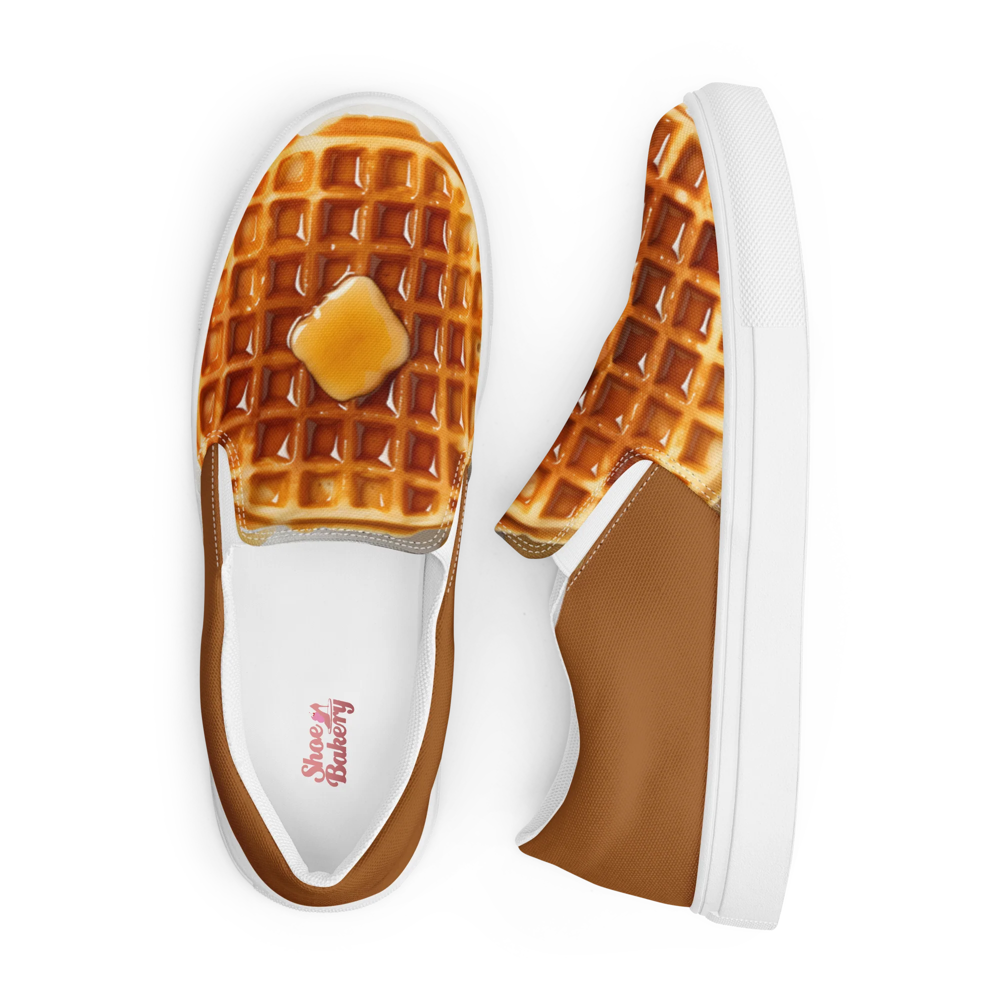 Waffle Women’s slip-on canvas shoes- Coffee - Image 3