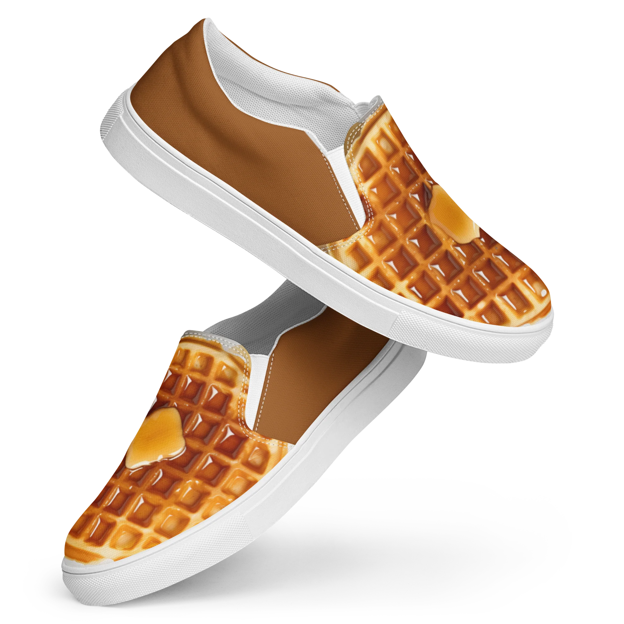 Waffle Women’s slip-on canvas shoes- Coffee - Image 4