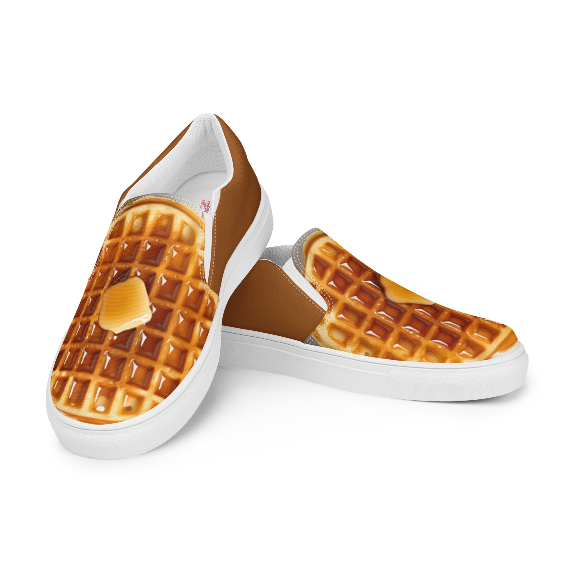 Waffle Women’s slip-on canvas shoes- Coffee - Image 6